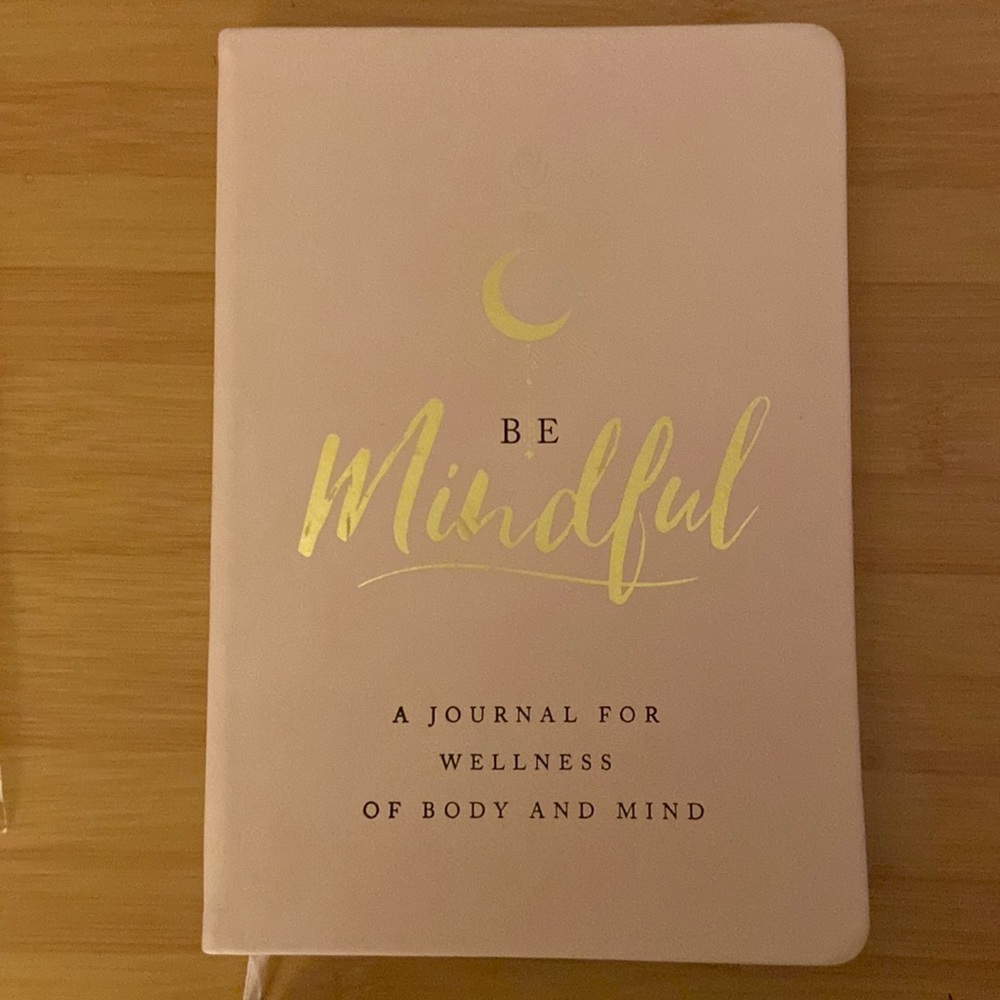 Daily Mindfulness Journal for body & Mind, portable, pink leatherette cover